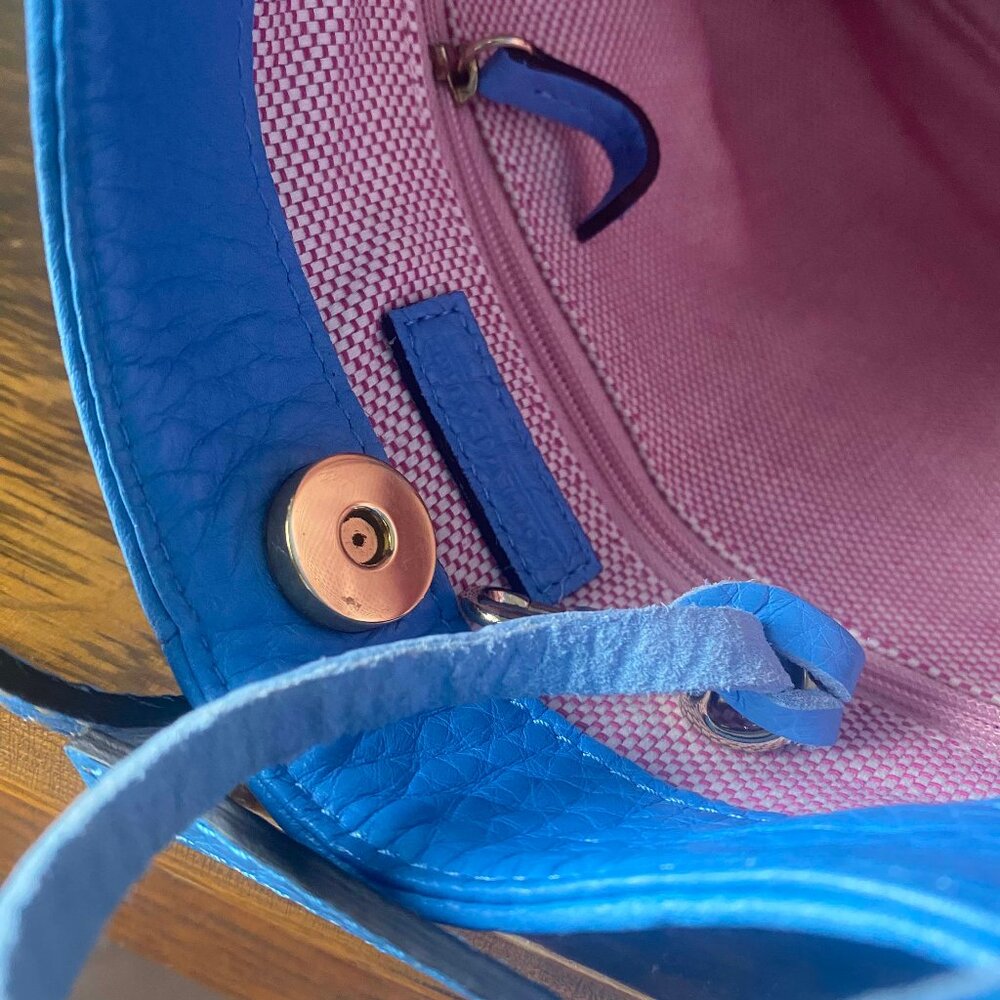 Dooney & Bourke Blue Leather Hobo Bag Purse - Picture 7 of 9